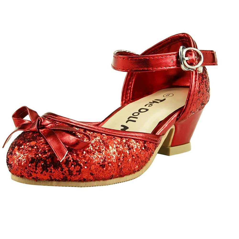 The Doll Maker Toddler Low Heel Mary Jane Dress Pump - Red Glitter - Size 12